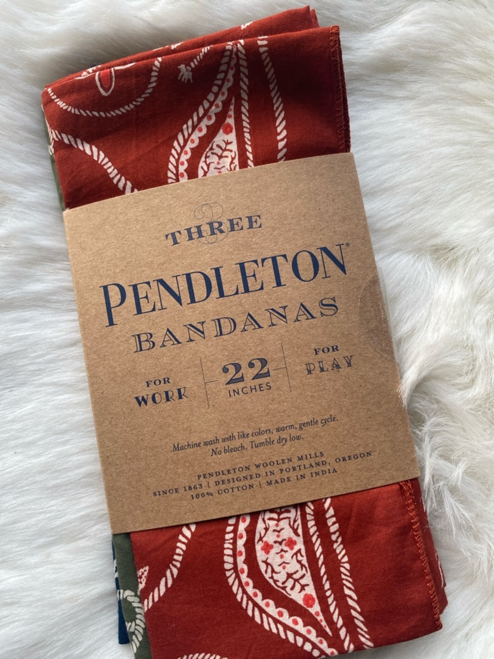 Pendleton Rust Red Paisley Bandanas - Pack of Three
